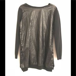 Sweater with leather front